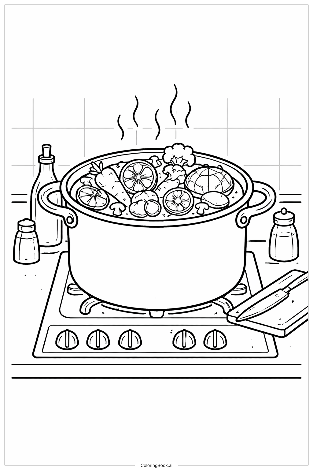 蔬菜炖锅填色页