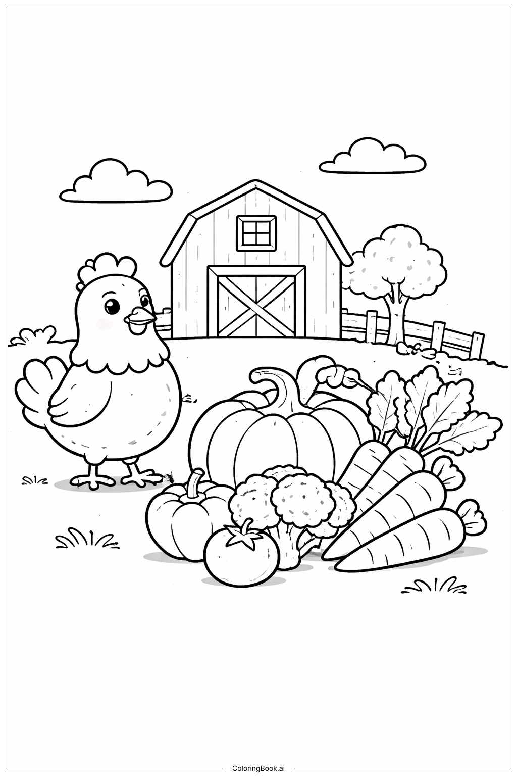 蔬菜农场动物朋友填色页