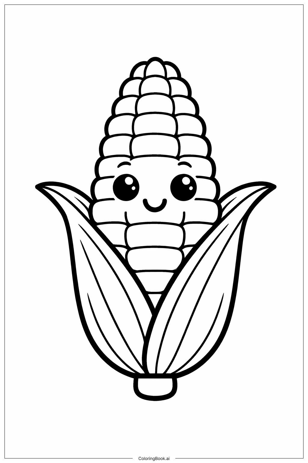  Page de coloriage Maïs Joyeux Légumes 