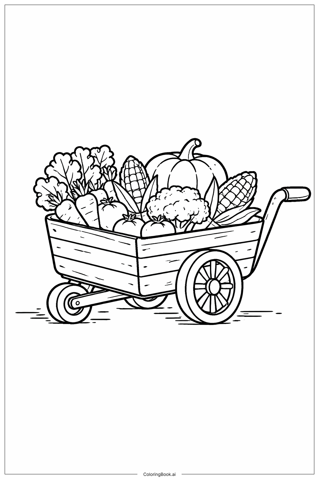  Trang tô màu Xe Rơm Thu Hoạch Rau Củ 