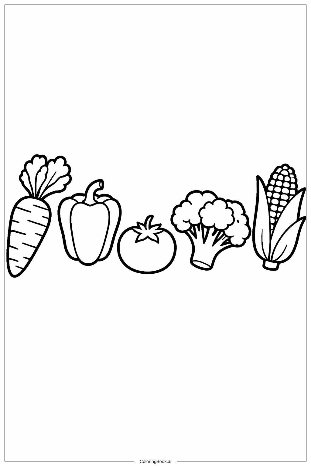  Page de coloriage Légumes en rangée 