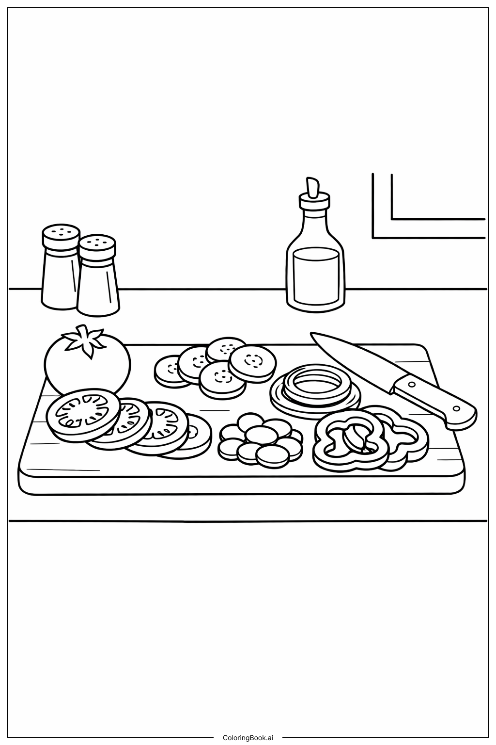  Trang tô màu Chuẩn Bị Rau Củ Trong Nhà Bếp 