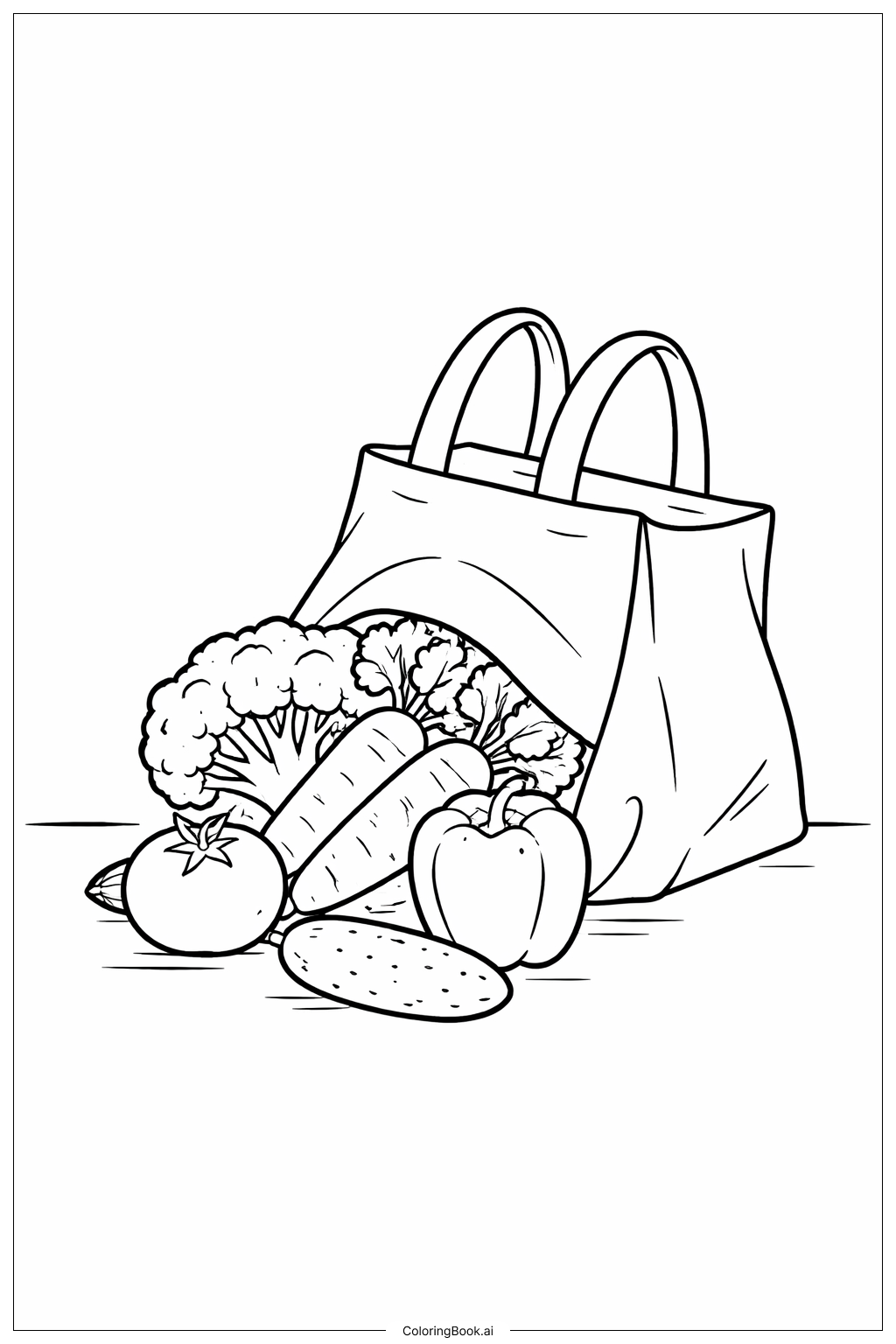  Trang tô màu Túi chợ rau củ 