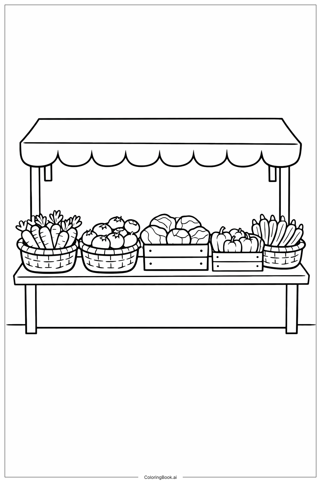  蔬菜摊位填色页 