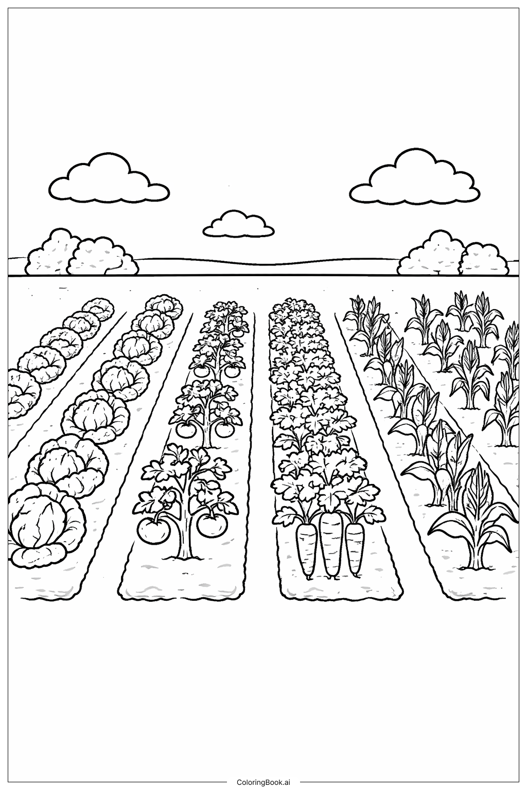 蔬菜排种植填色页