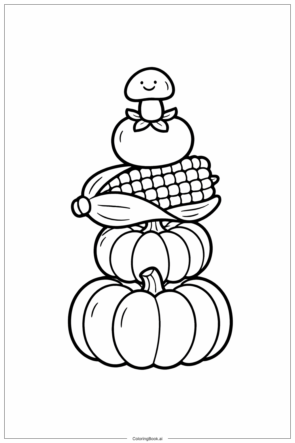  蔬菜叠叠乐玩具填色页 