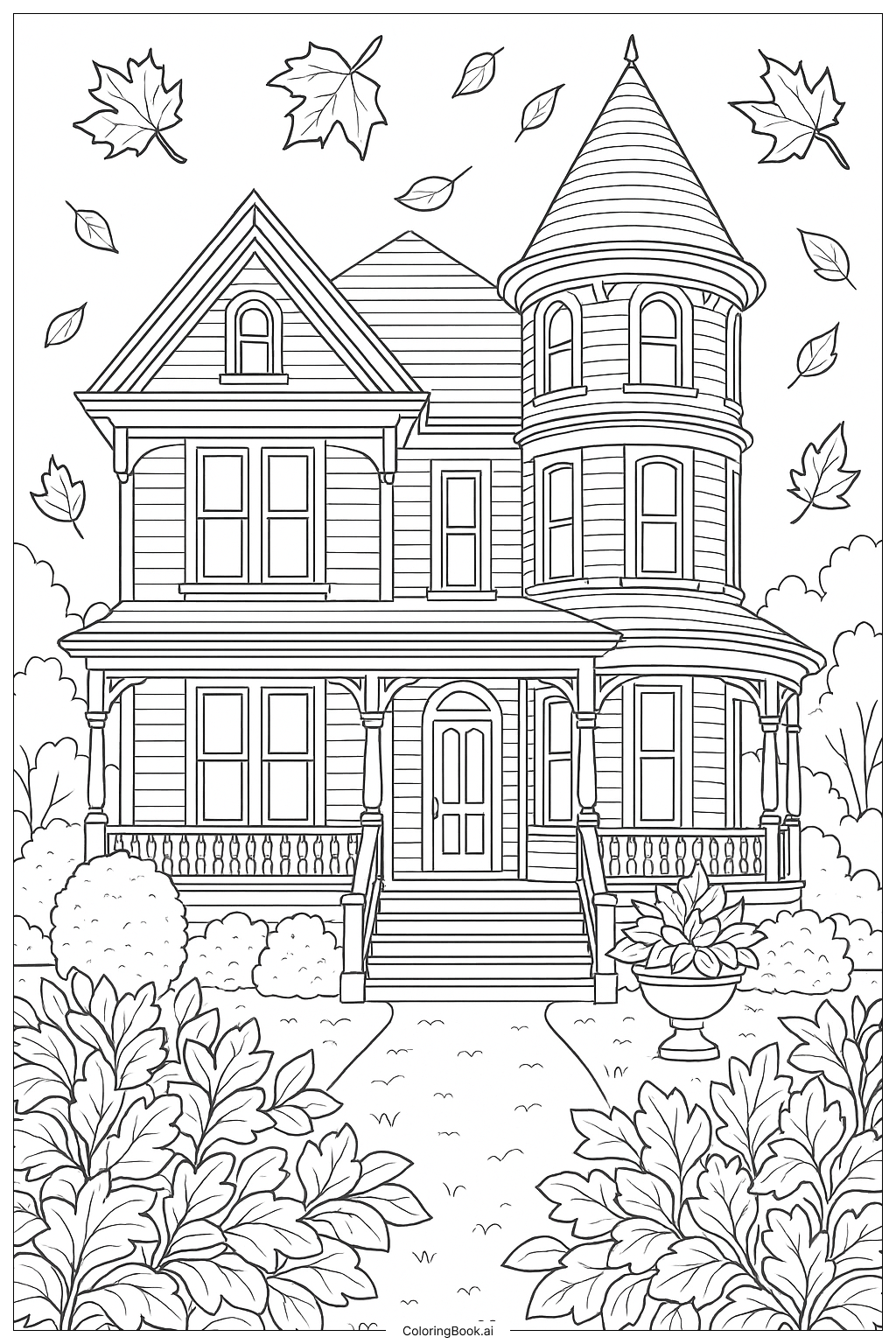 Casa Vitoriana com Folhas de Outono