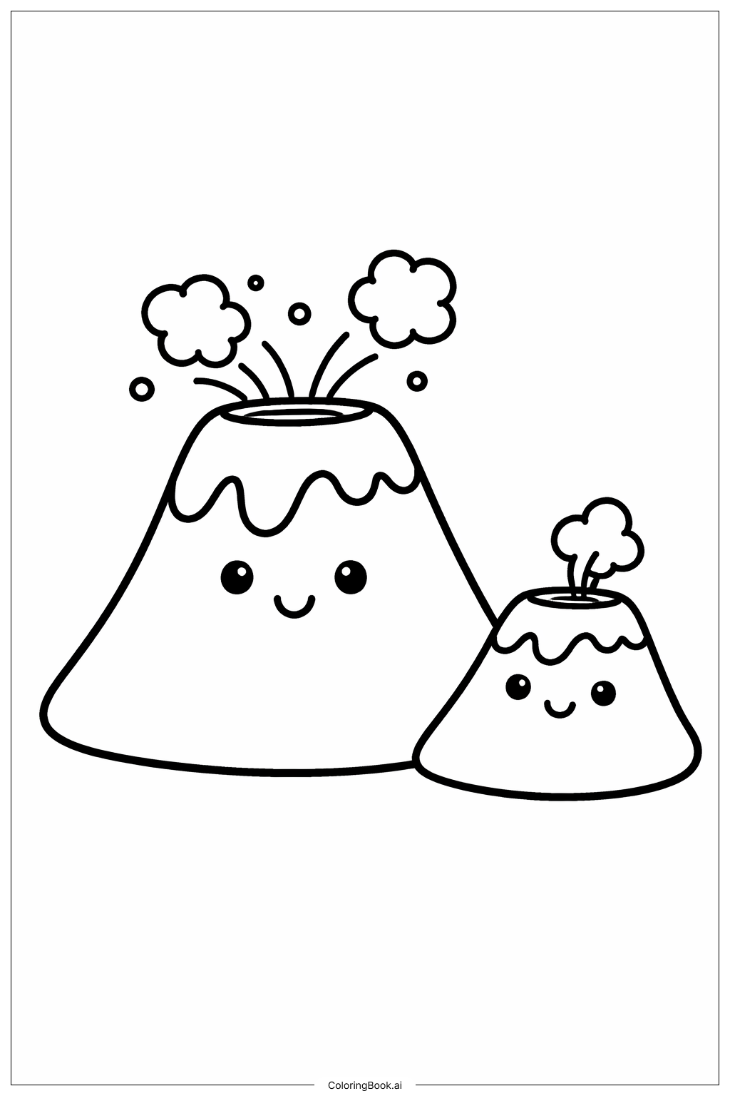  Página para colorear de Volcán y pequeño volcán vecino 