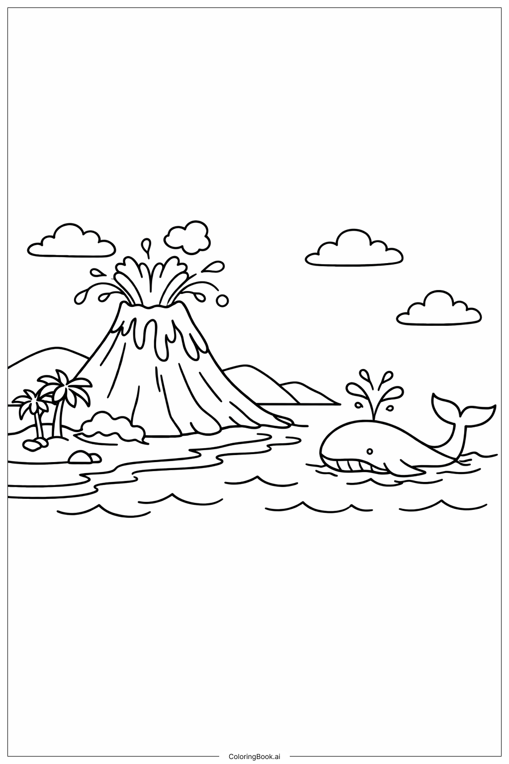 Volcán y Ballena en Alta Mar