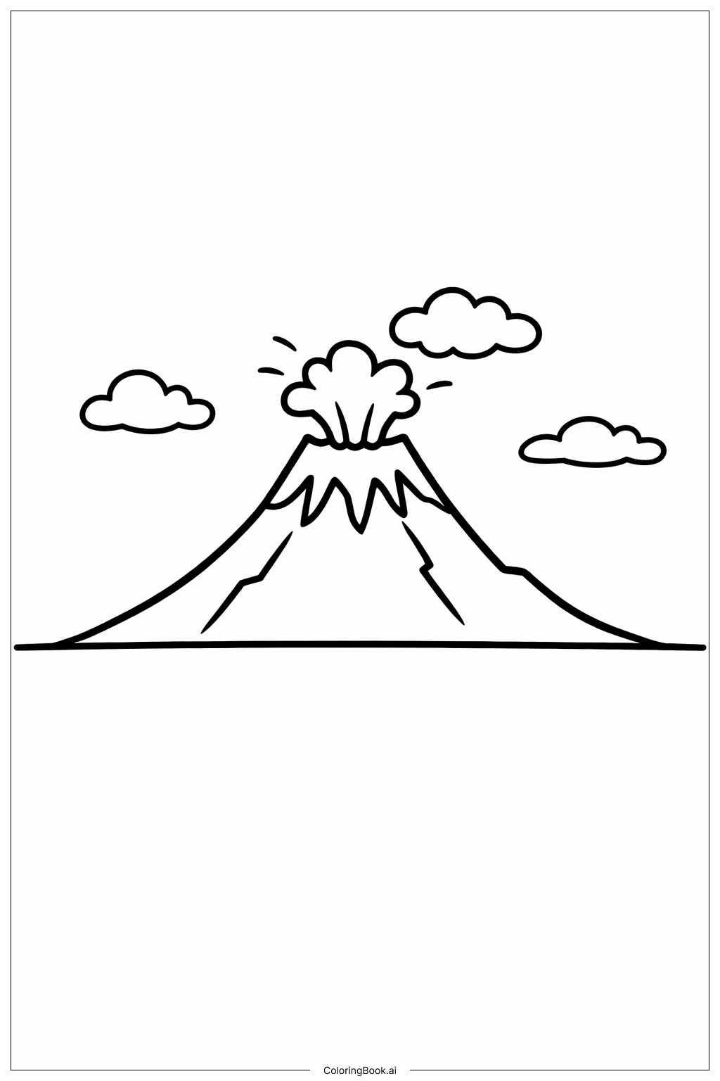  Página para colorear de Volcán al atardecer silueteado 