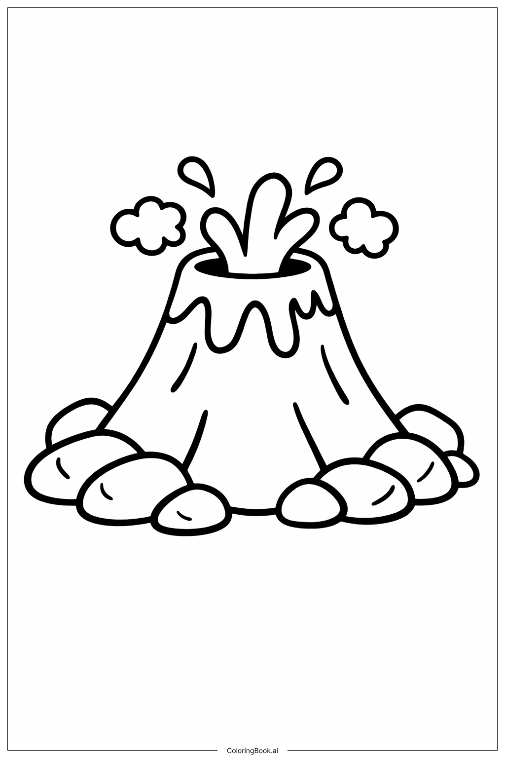  Página para colorear de Volcán con Grandes Rocas 