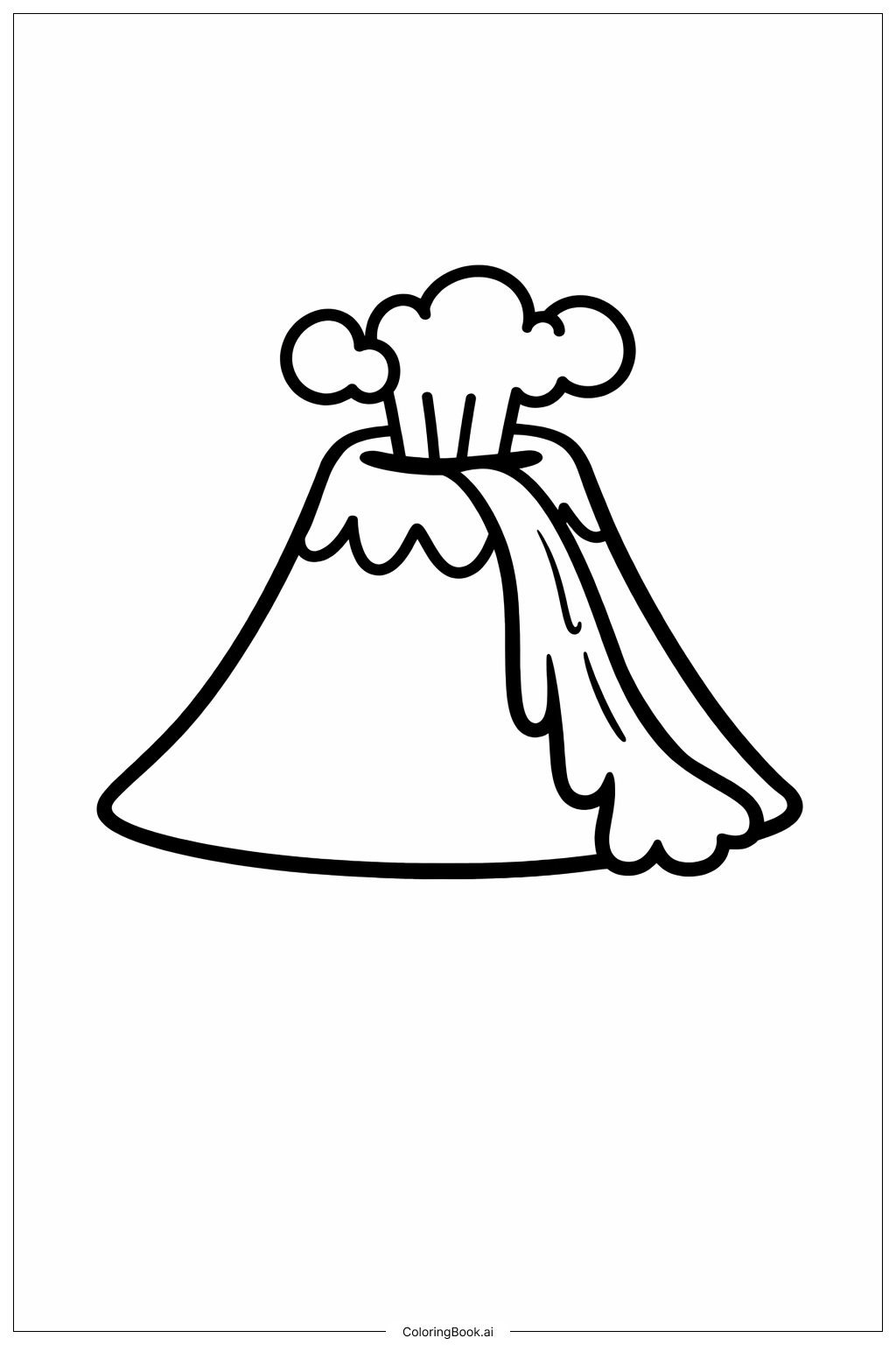  Página para colorear de Volcán con flujo de lava 