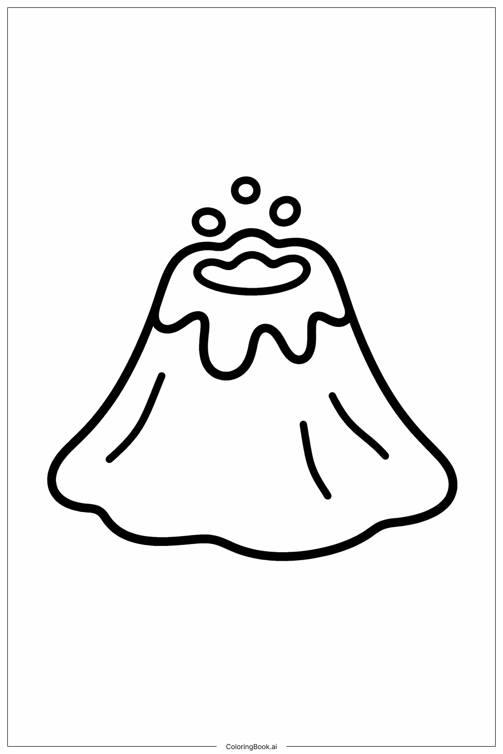  Página para colorear de Volcán con piscina de lava 