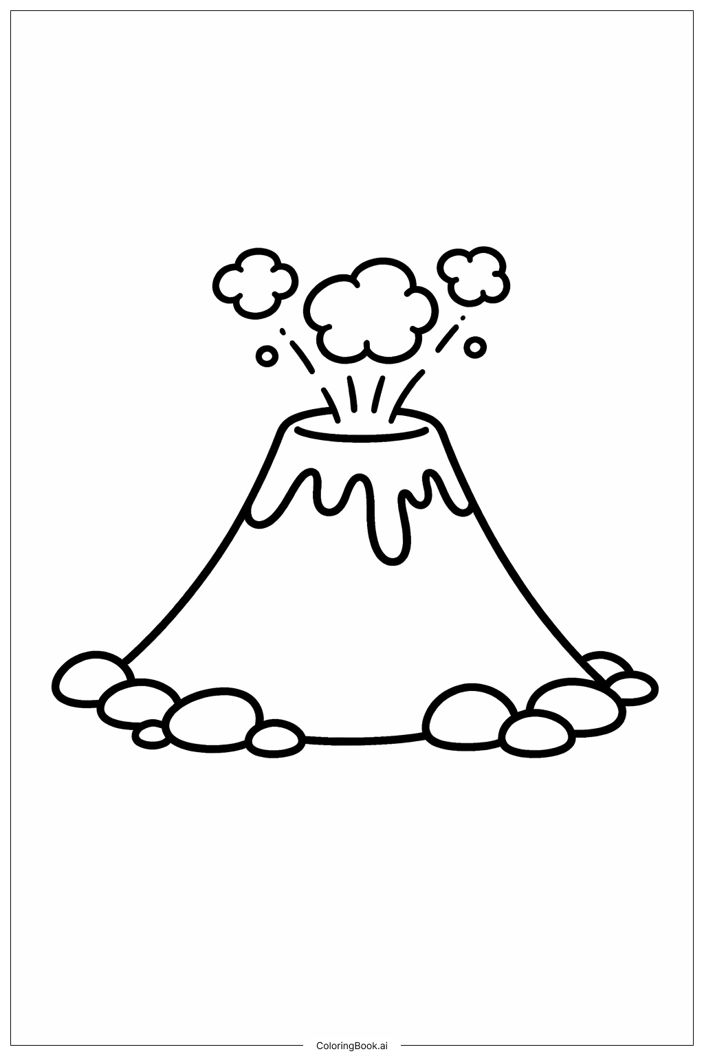  Página para colorear de Volcán con Piedras Redondas 