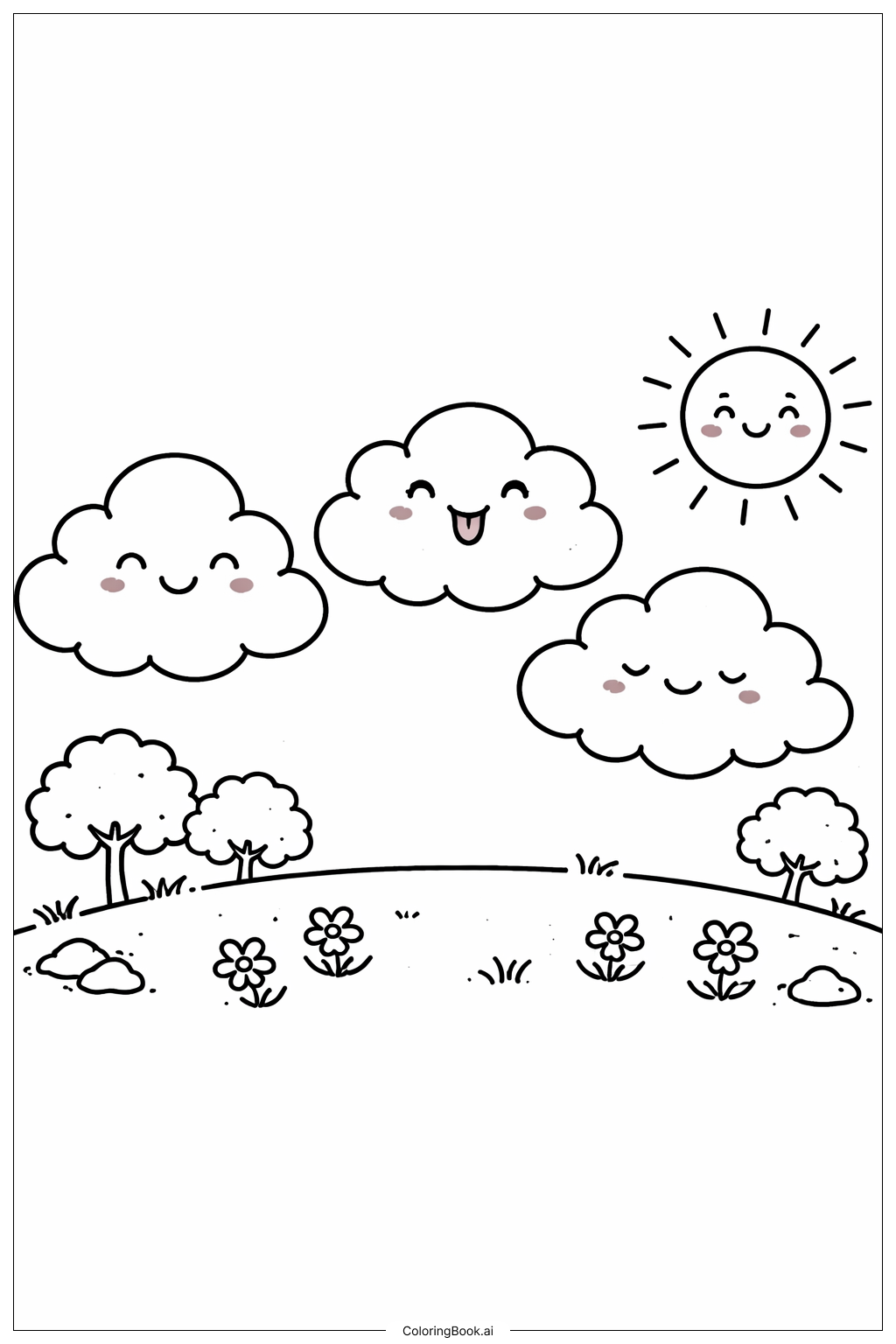  Trang tô màu Đám mây ngộ nghĩnh ngày thứ Tư với khuôn mặt 