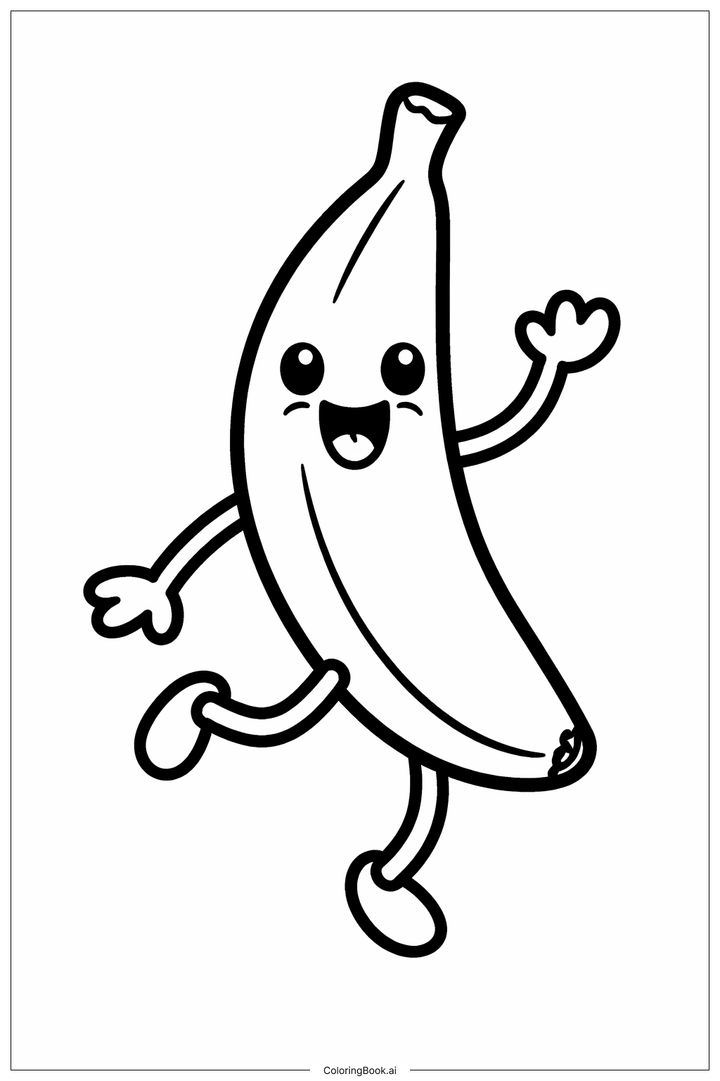  ワッキー水曜日ダンシングバナナの塗り絵ページ 