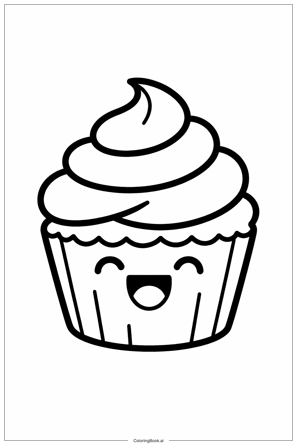 おかしな水曜日の笑うカップケーキの塗り絵ページ