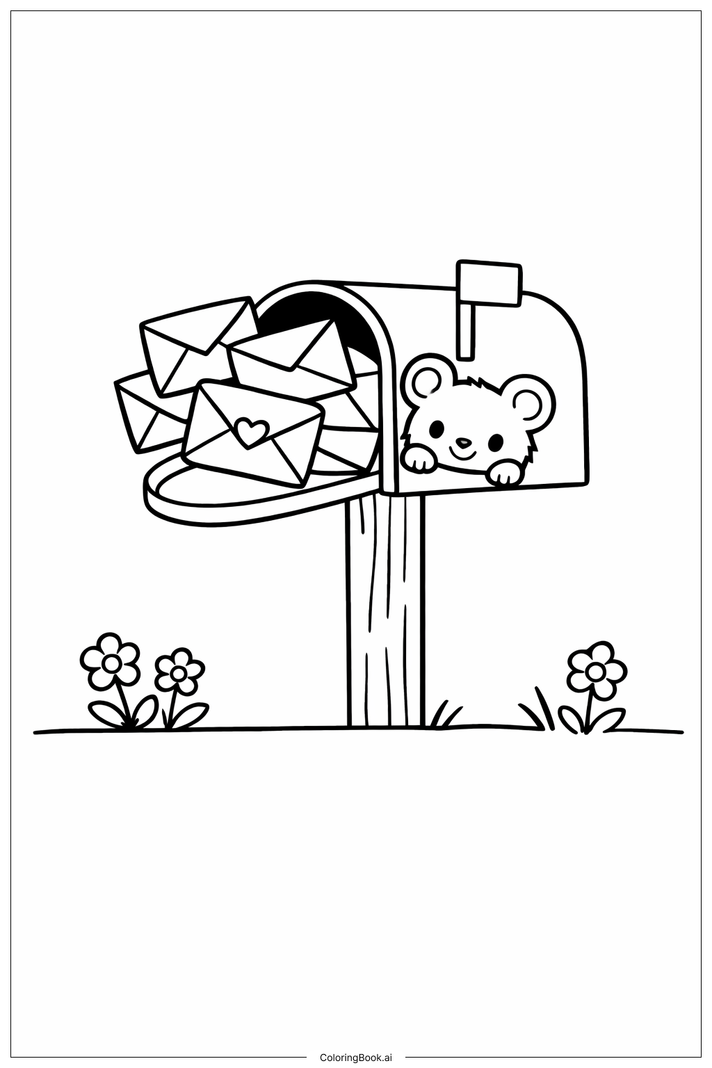  ワッキー水曜日の郵便受けのサプライズの塗り絵ページ 