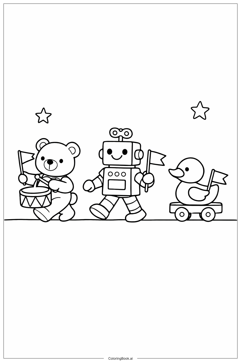  깨알 같은 수요일 장난감 퍼레이드 색칠공부 페이지 