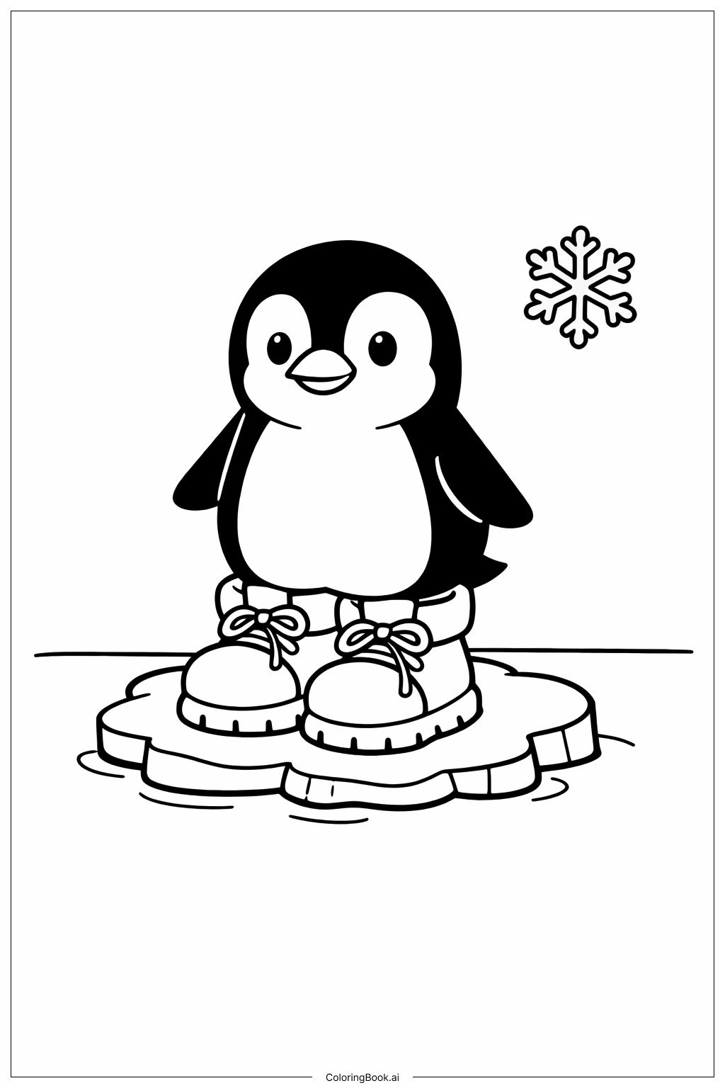 Verrückter Mittwoch Pinguin mit Stiefeln Ausmalseite