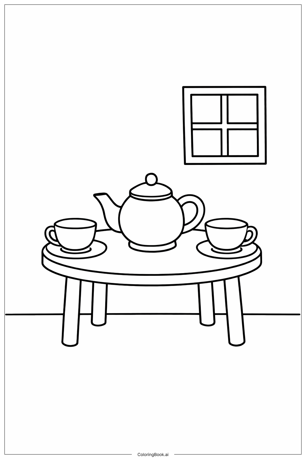 おかしな水曜日の愉快なお茶会の塗り絵ページ