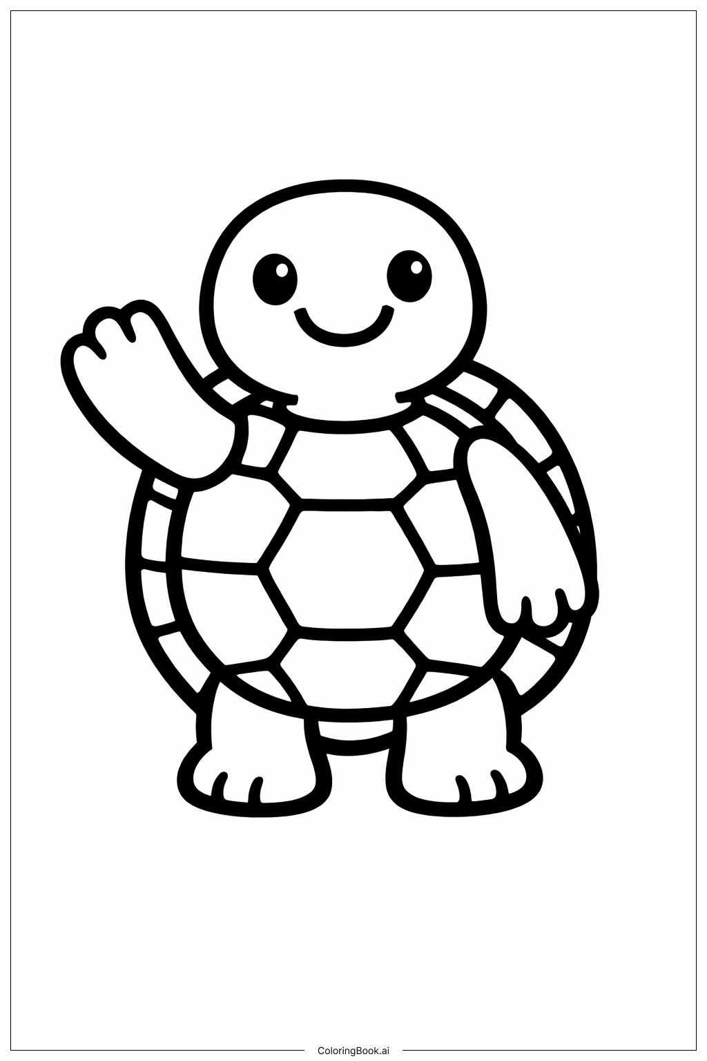 おかしな水曜日に手を振るカメの塗り絵ページ