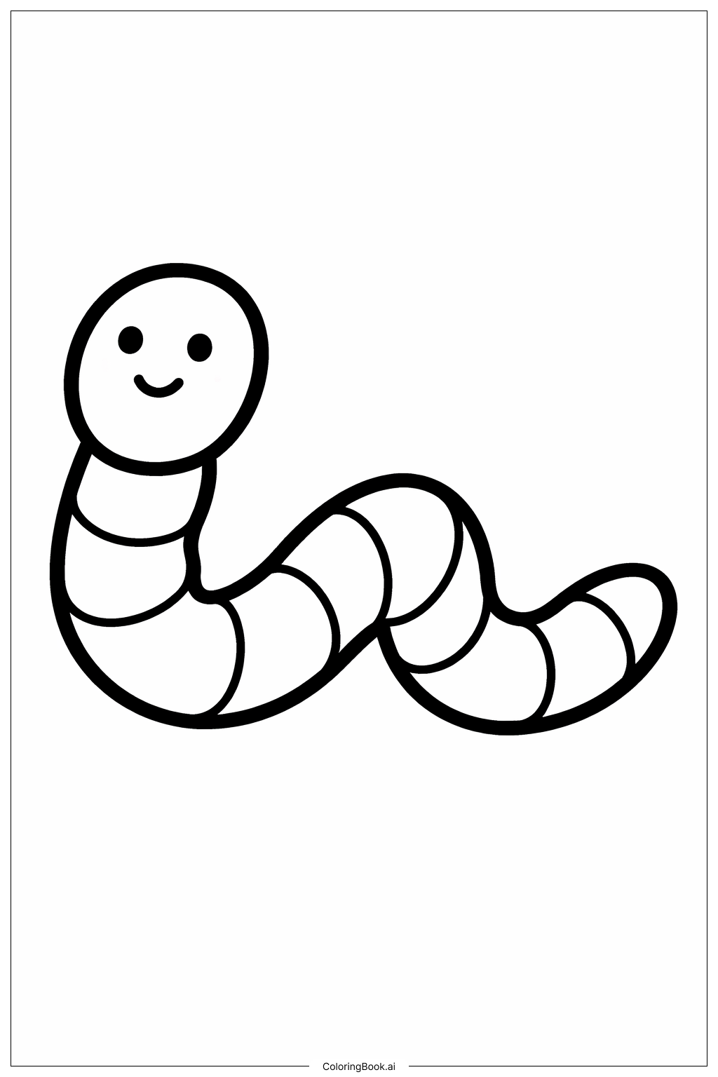  ワッキーな水曜日 クネクネミミズの塗り絵ページ 