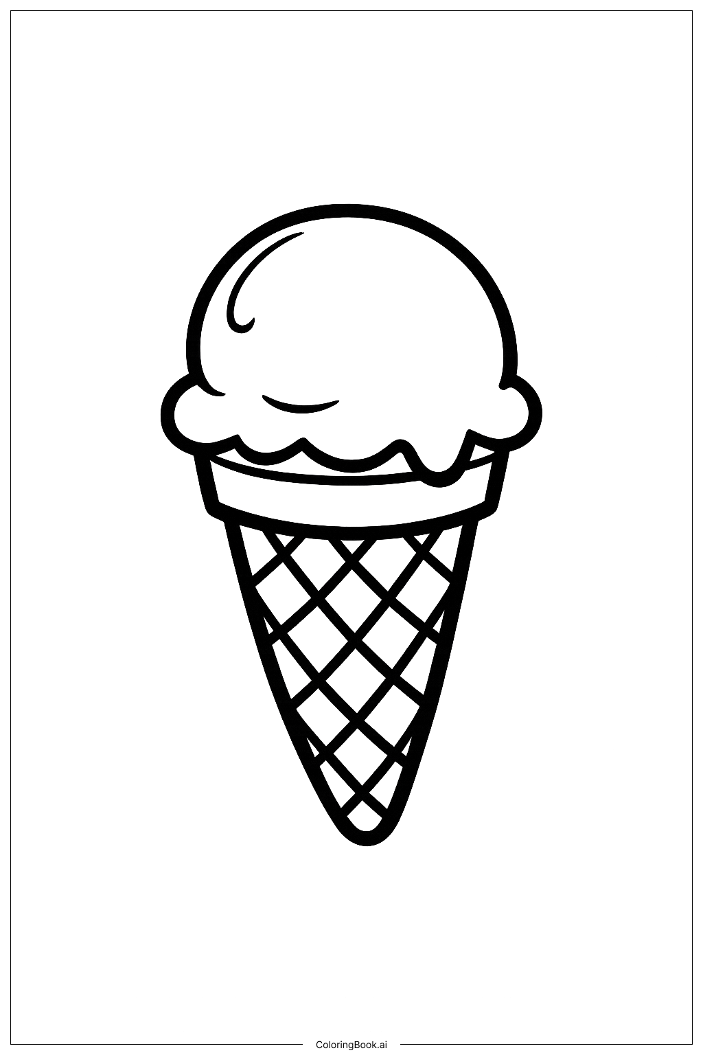  Página para colorir de Casquinha de Sorvete Waffle 