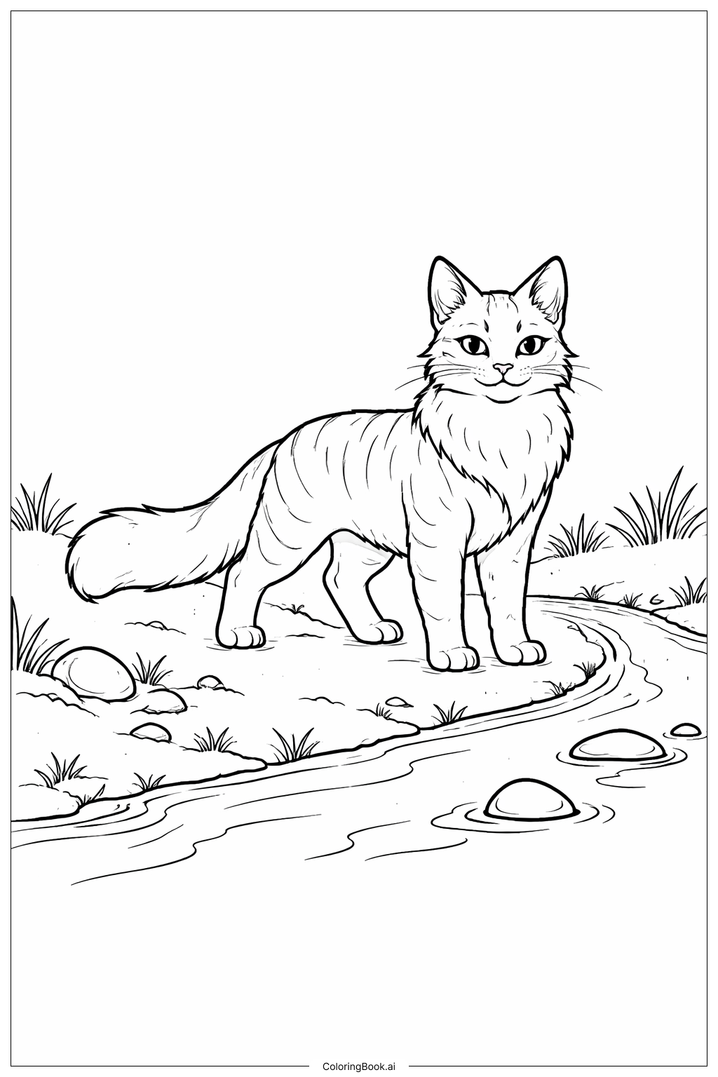  河邊的戰士貓著色頁 