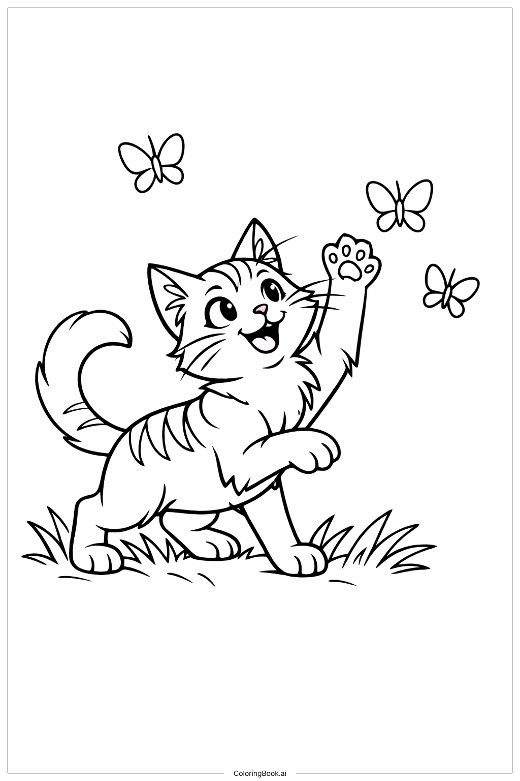  戰士貓捕捉蝴蝶著色頁 