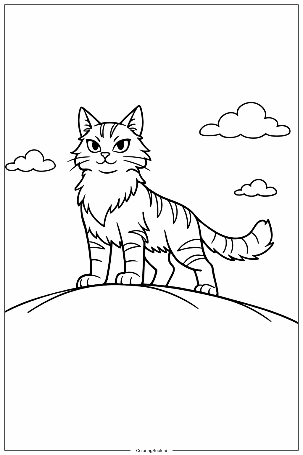  戰士貓在山頂著色頁 