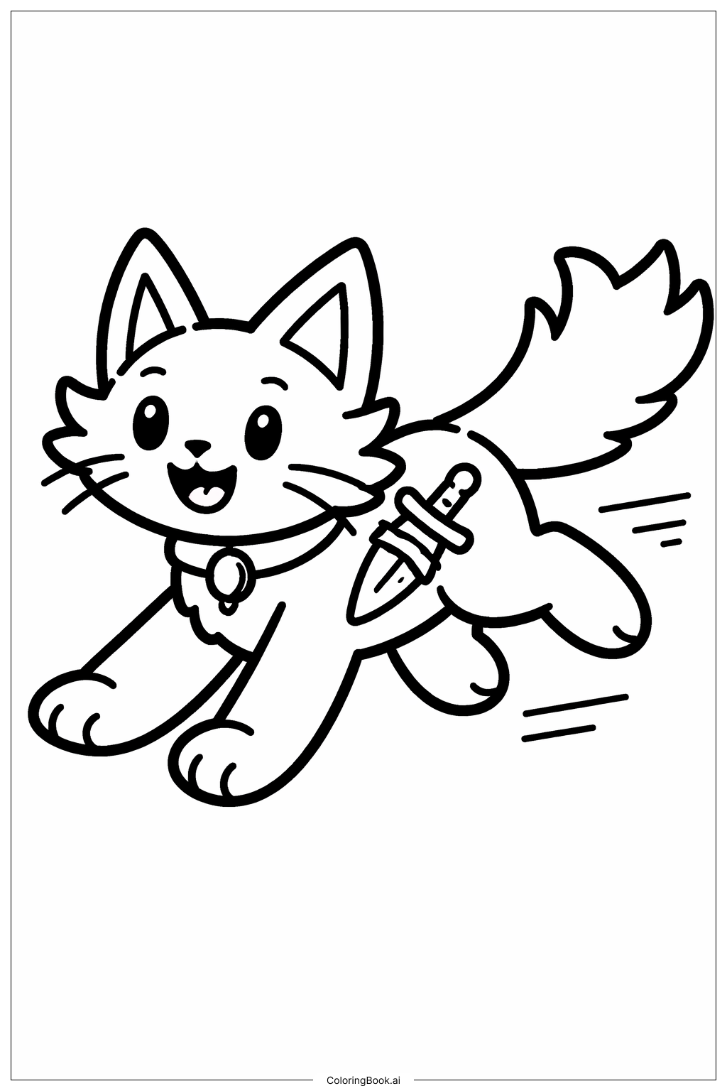  戰士貓奔跑著色頁 