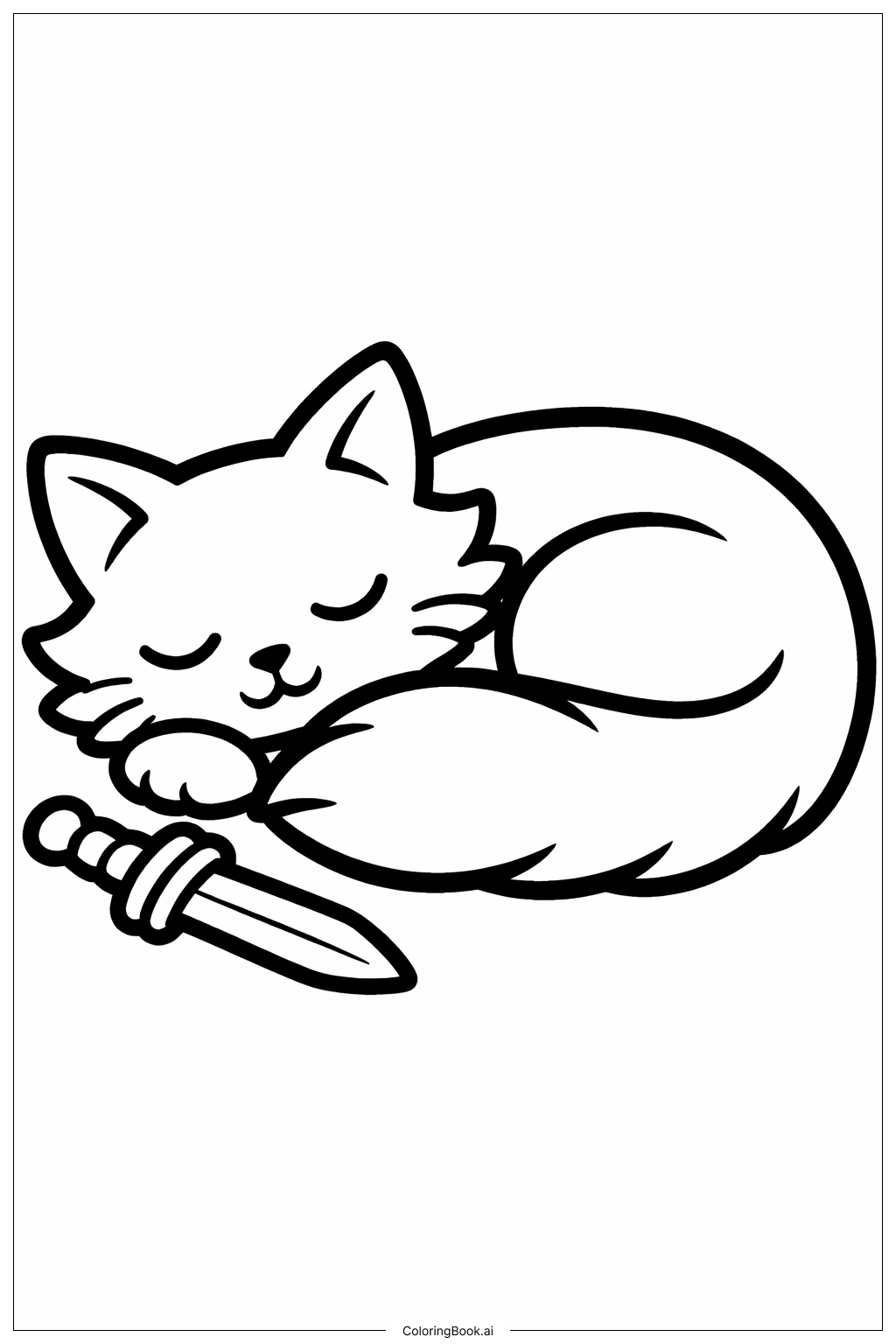  戰士貓睡覺中著色頁 