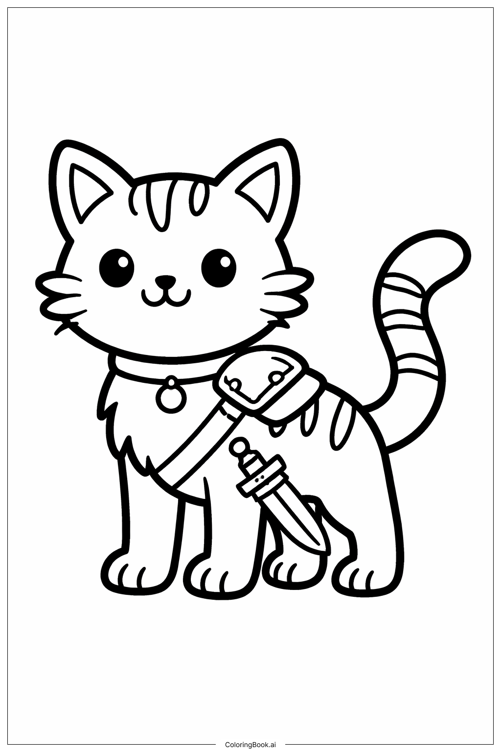  戰士貓站立著色頁 