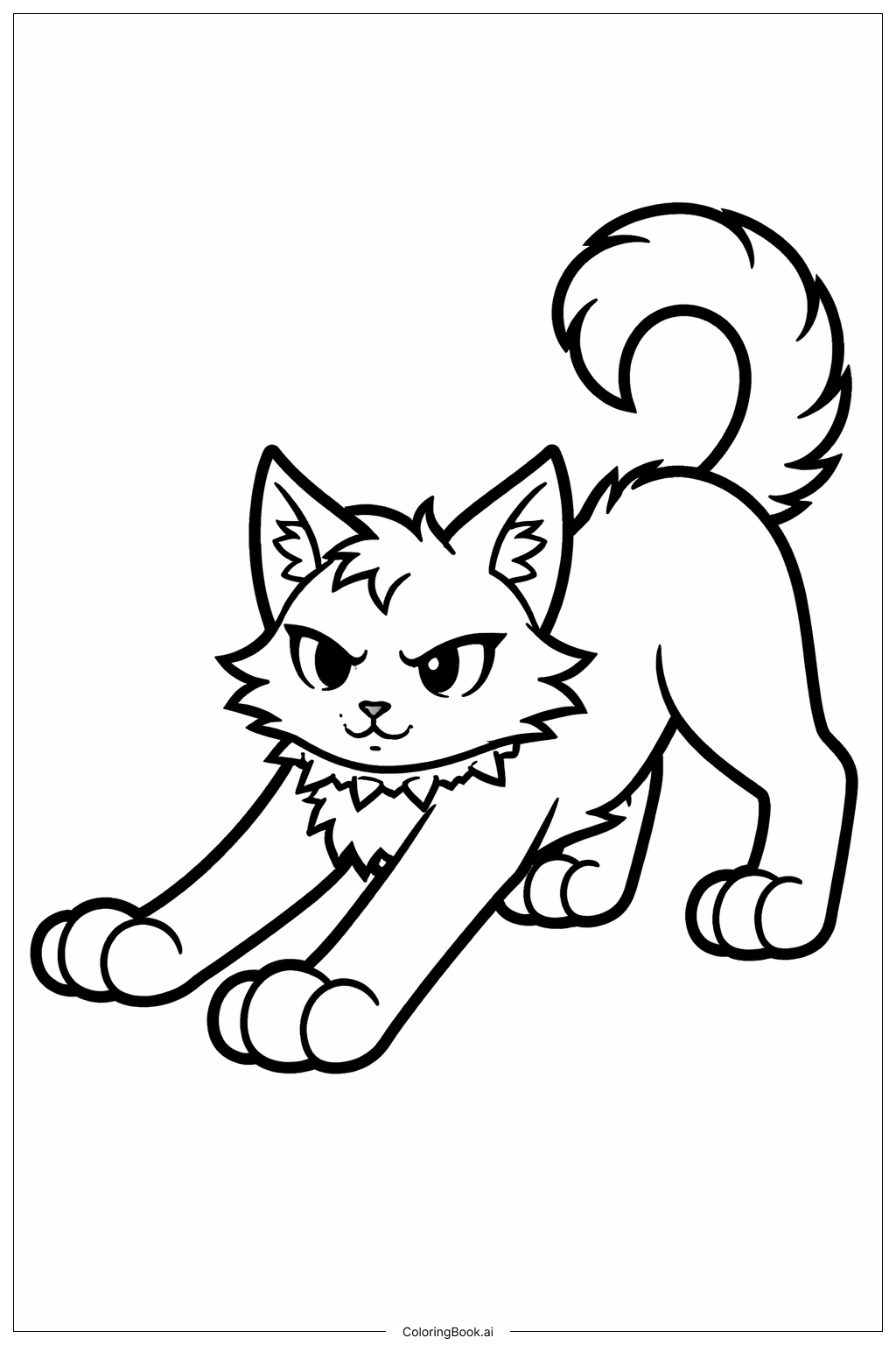  戰士貓伸展著色頁 