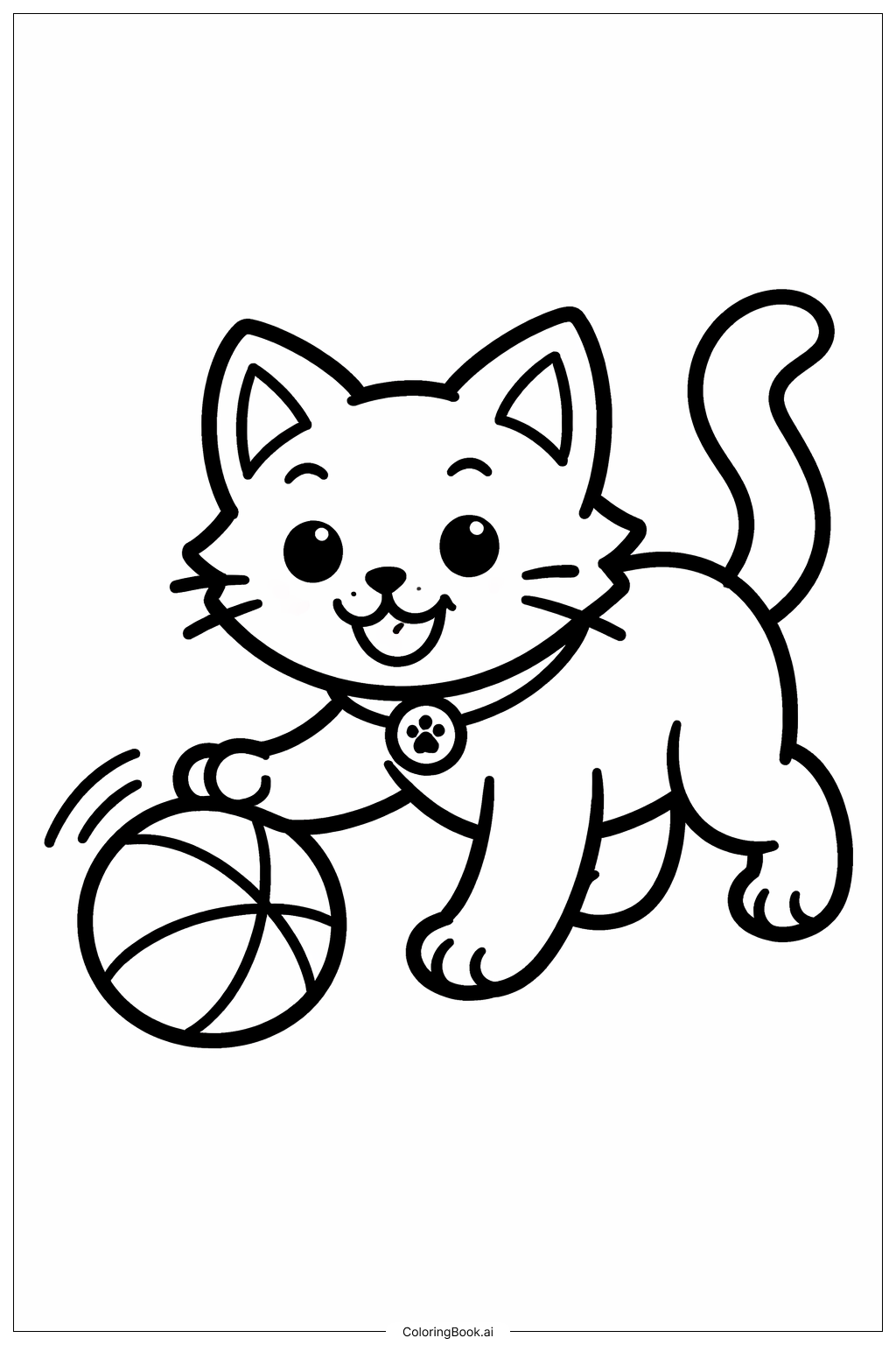  戰士貓與球著色頁 