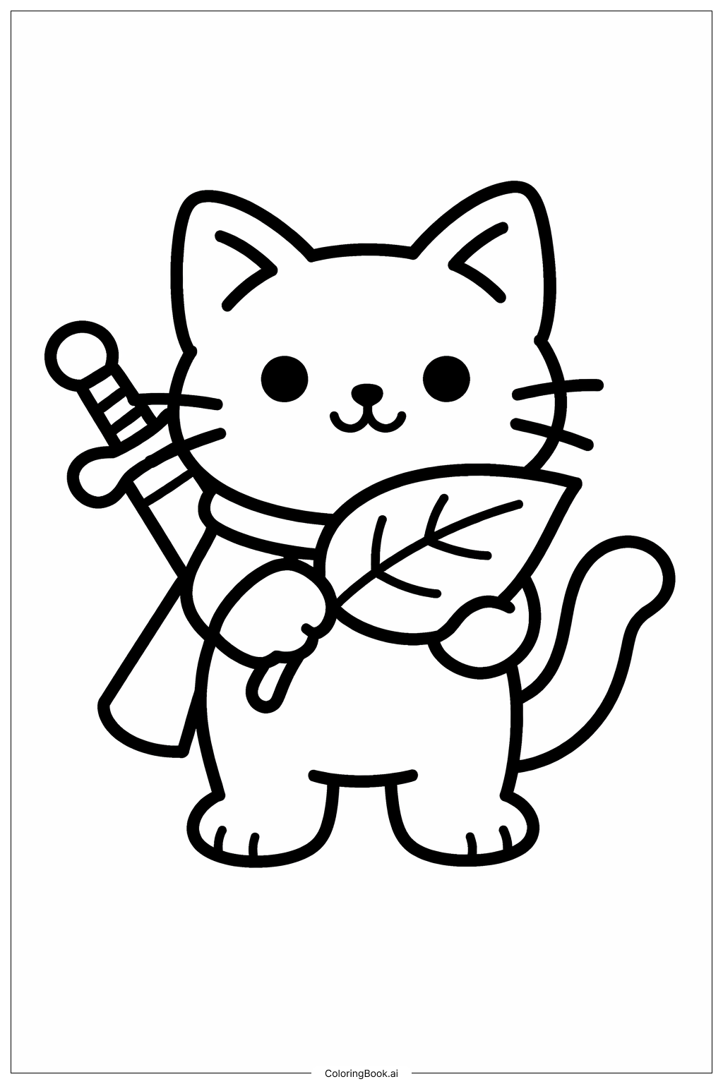  戰士貓與葉子著色頁 