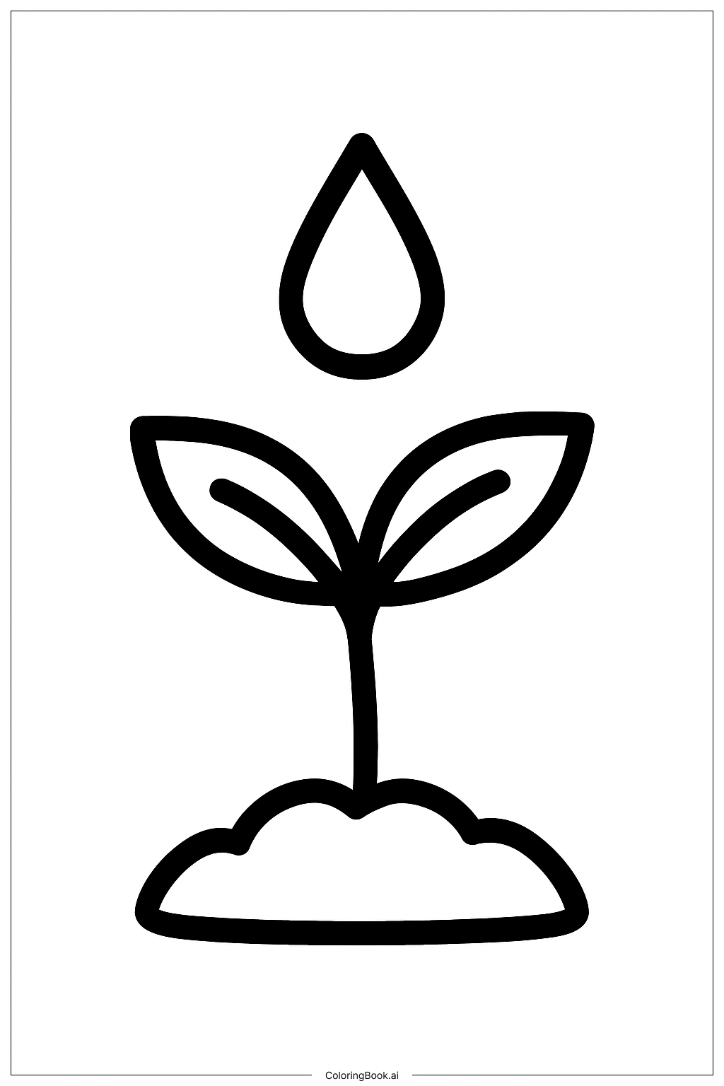 水やりする芽の塗り絵ページ