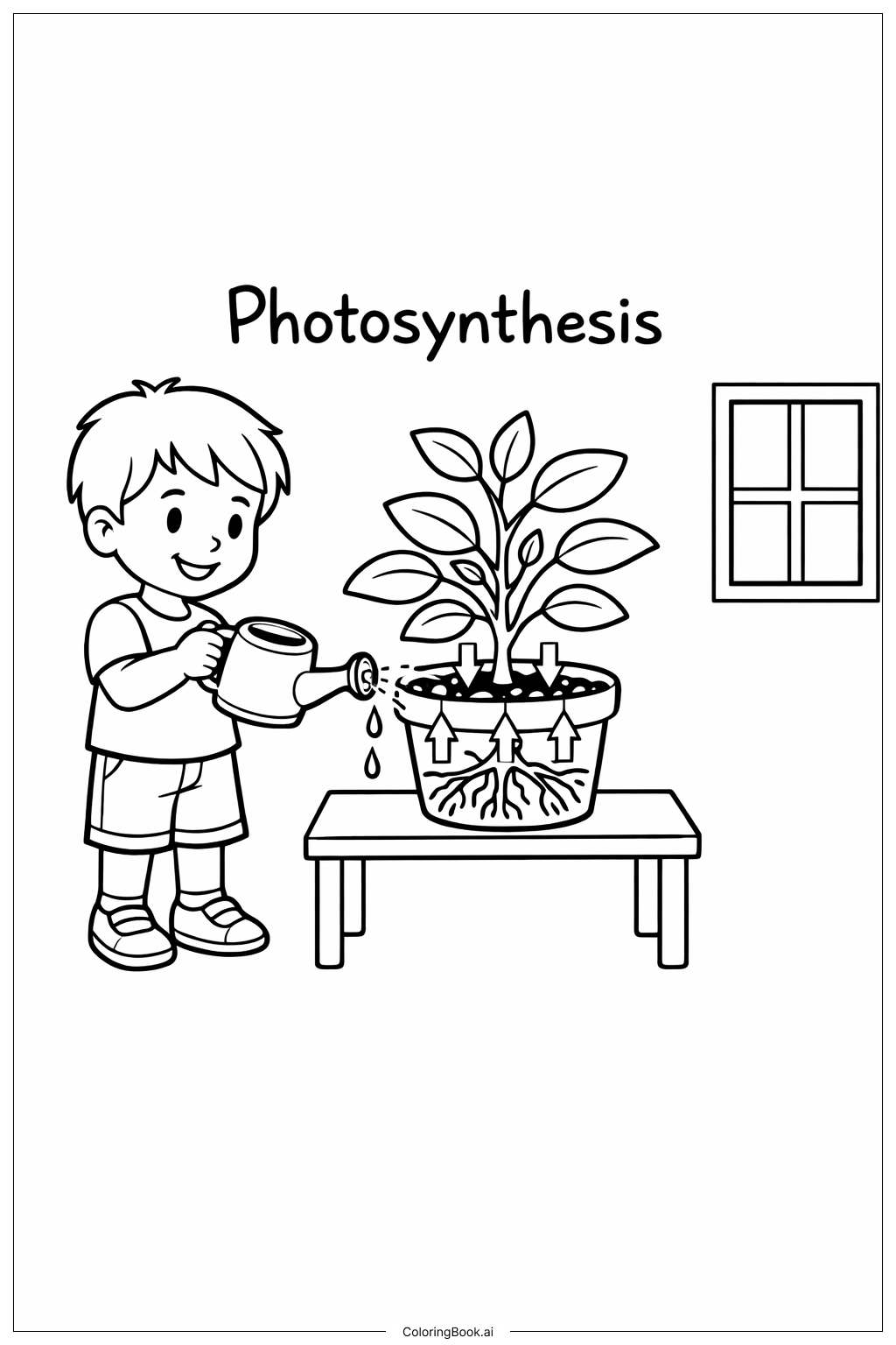 Fotossíntese regando planta em vaso