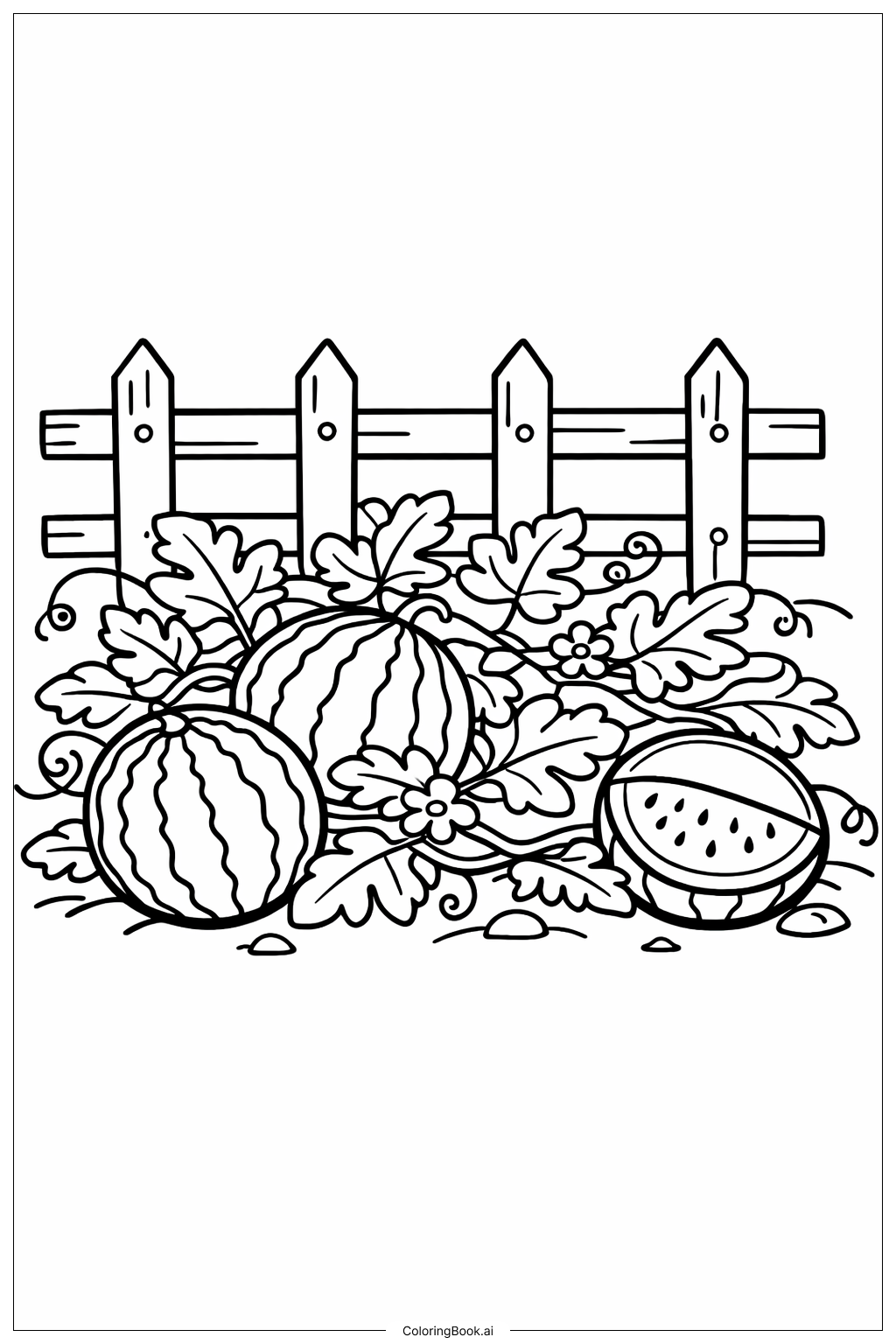  西瓜园地填色页 