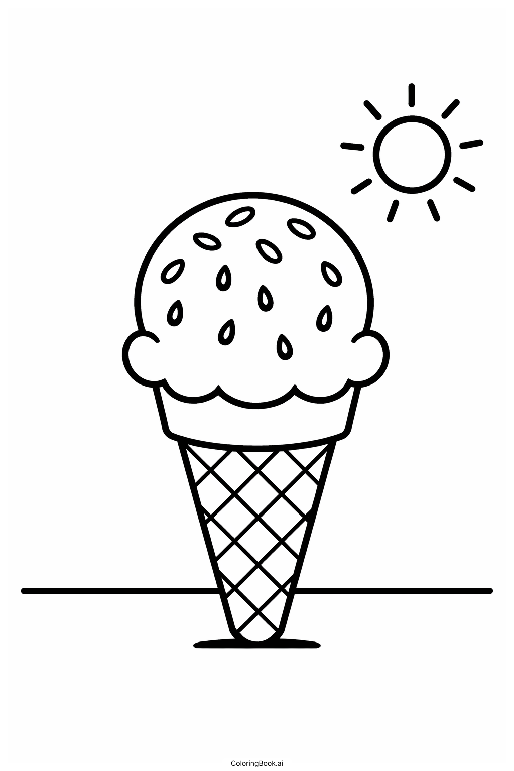  西瓜冰淇淋筒填色页 