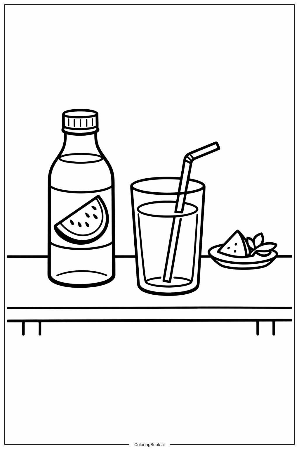  西瓜汁瓶填色页 