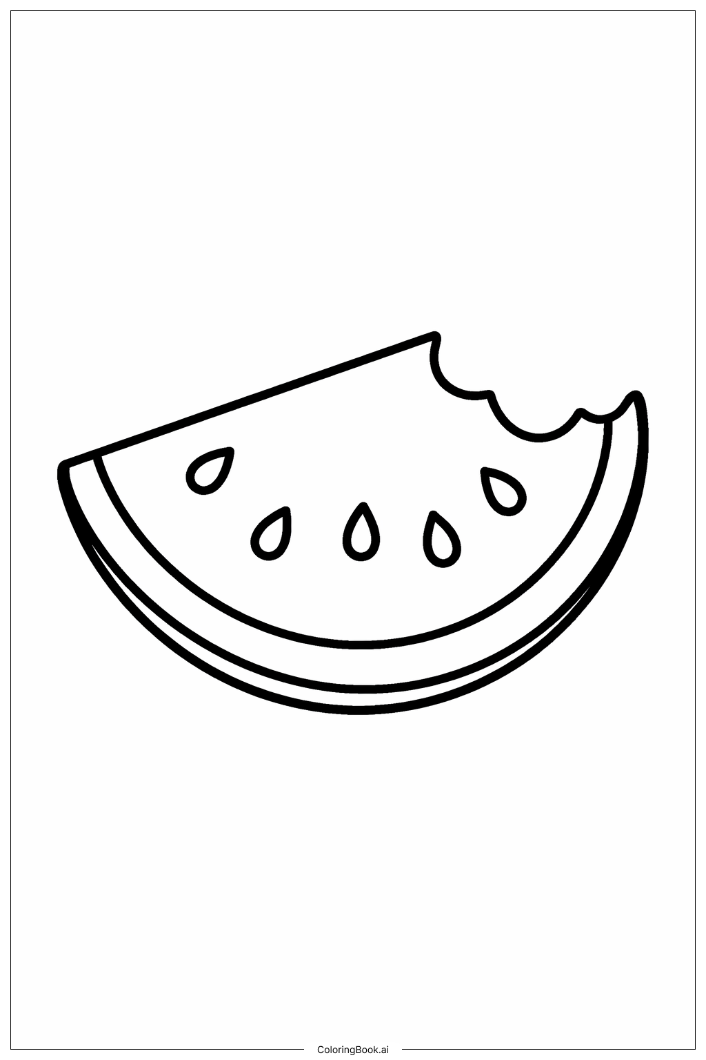 咬了一口的西瓜片填色页 