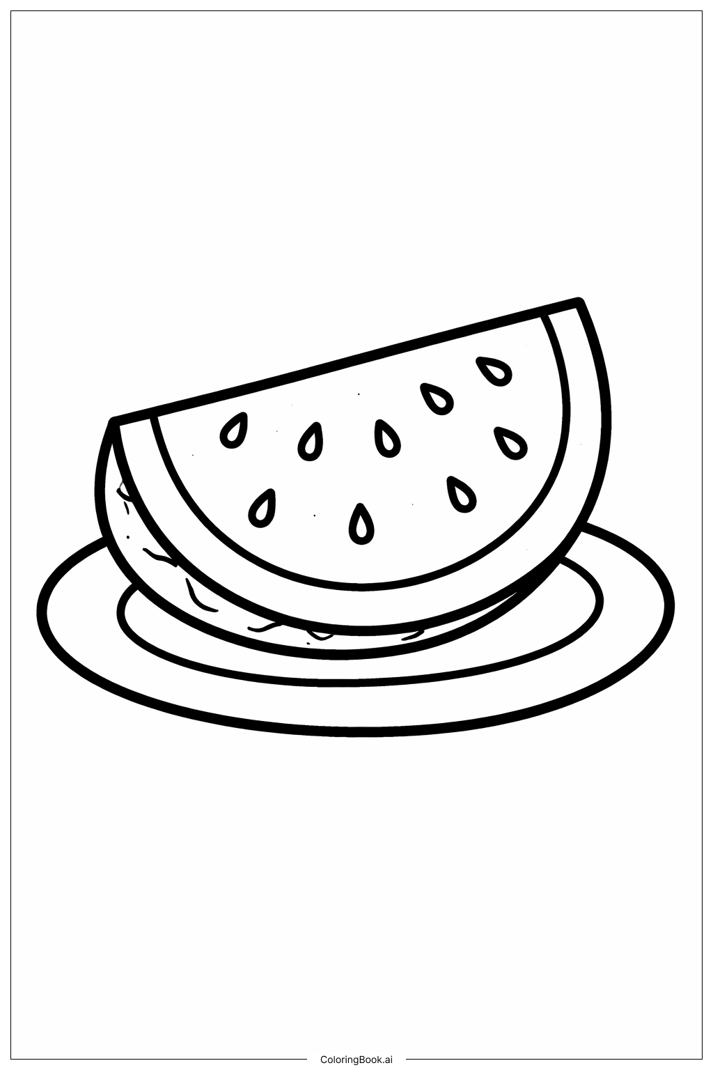  盘子上的西瓜块填色页 