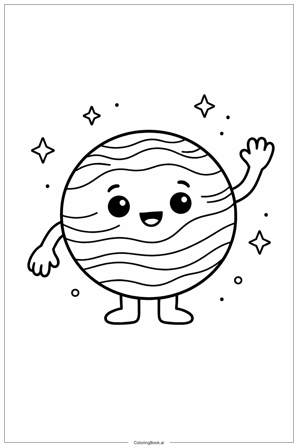  招手的星球朋友填色页 