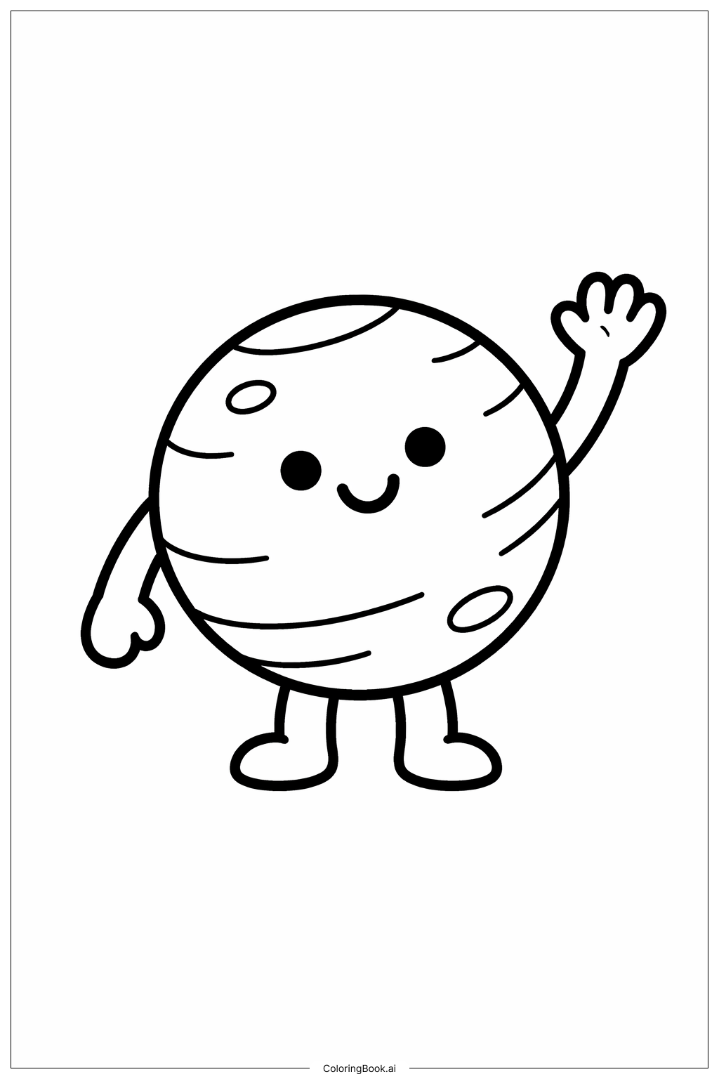  Página para colorear de Amigo Planeta Saludando 