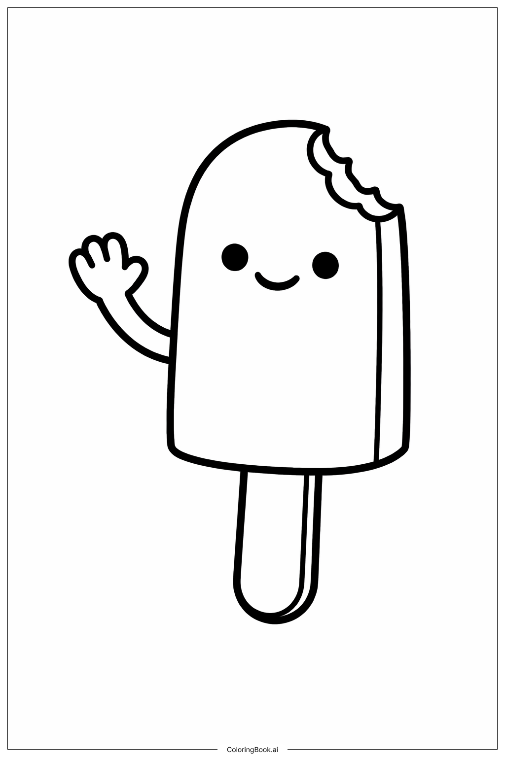  손 흔드는 아이스크림 색칠공부 페이지 