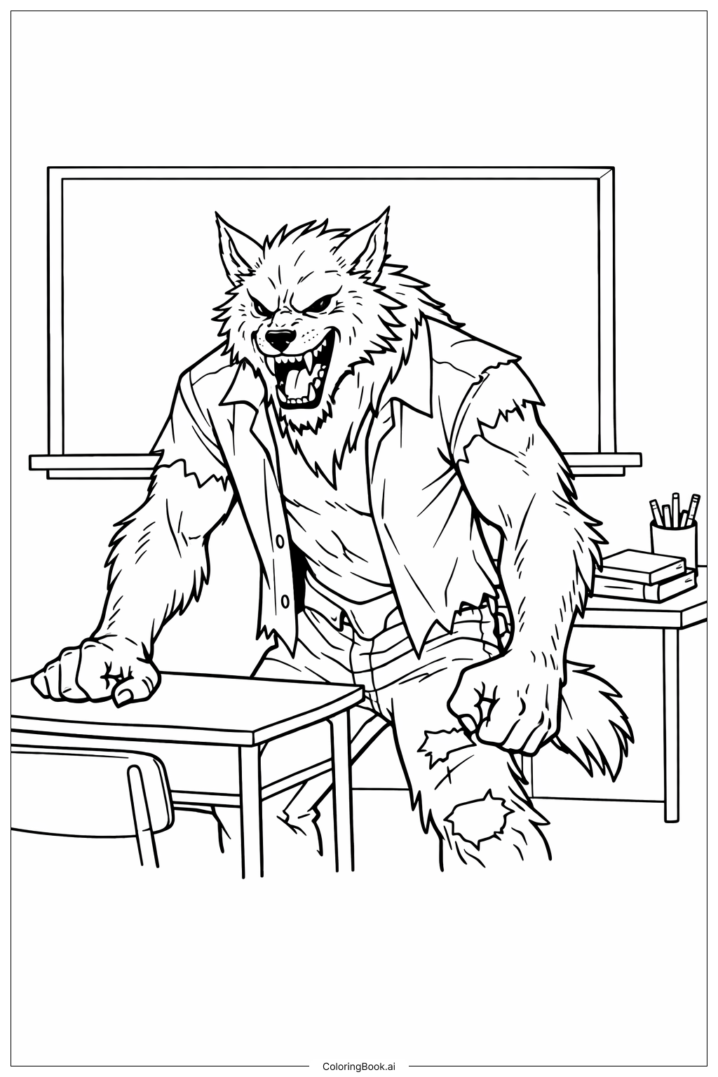  Werwolf in der Schule Ausmalseite 