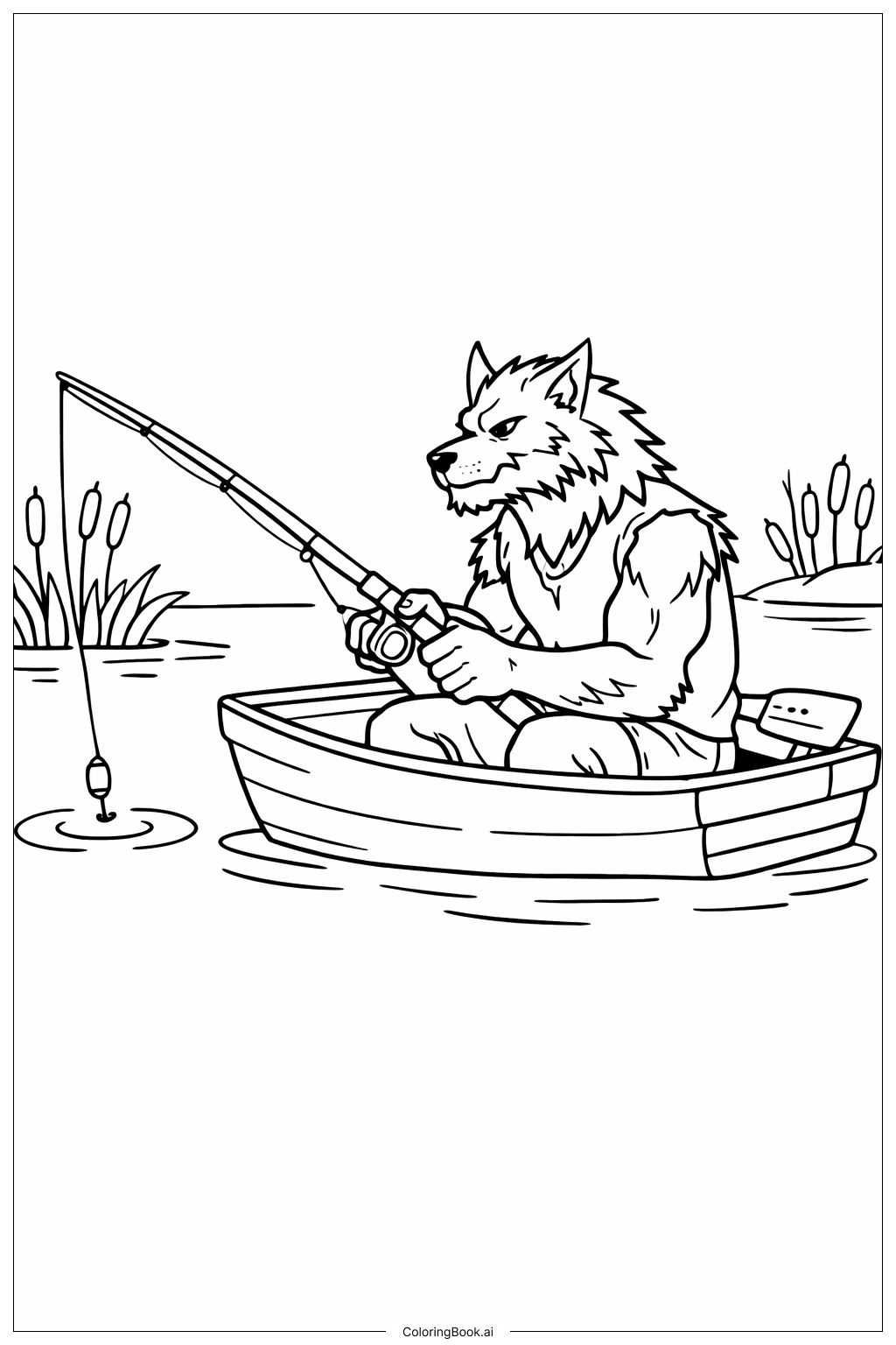  Werwolf Angeln Ausmalseite 