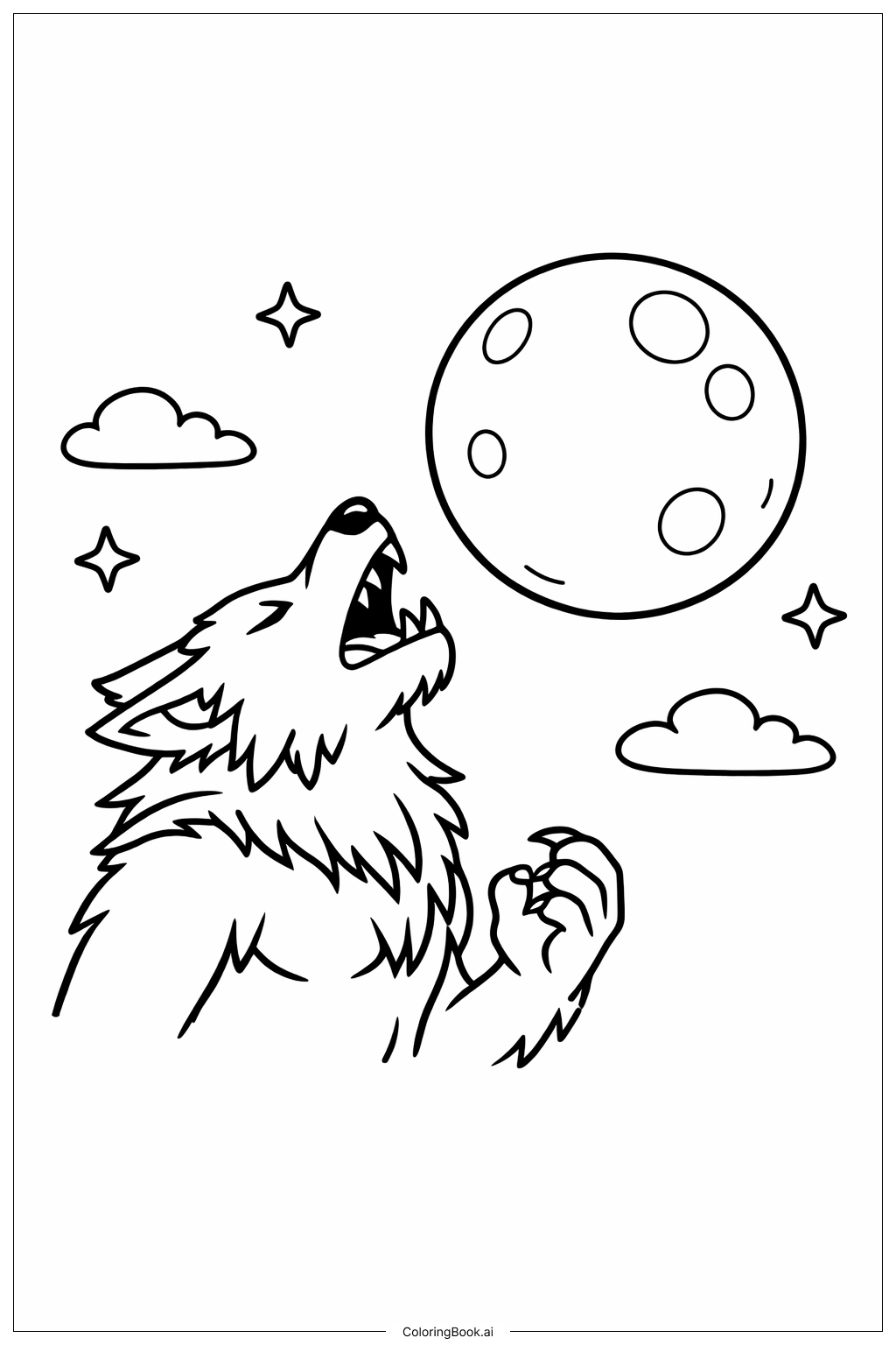 Page de coloriage Loup-garou hurlant à la lune